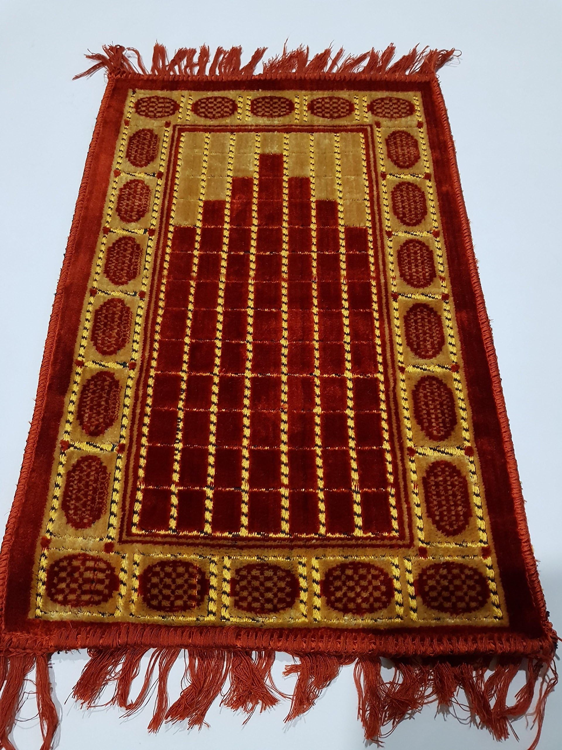Muslim Kids Prayer Mat, Salah Mat Musallah Mat/ Rug. Early Learner Item (64x40x RED)