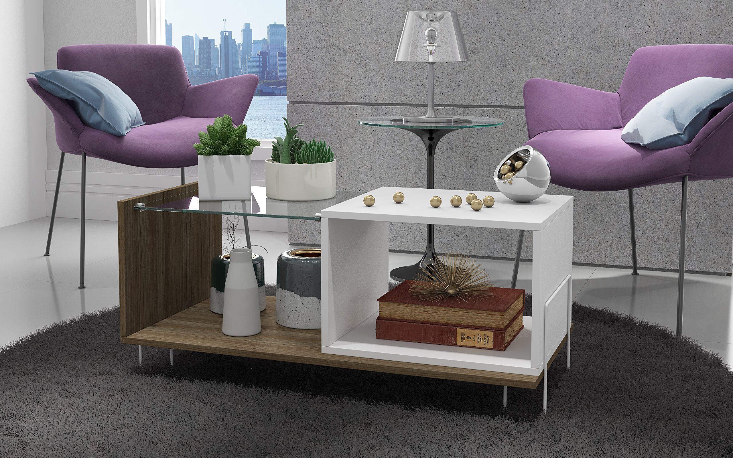 Manhattan Comfort Boden Collection Contemporary TV Stand With Tempered