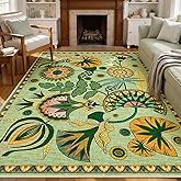 Joydeco Egypt Floral Boho Washable 5x7 Rug for Bedroom Nursery, Sage Green Vintage Living Room Playroom Area Rug Non Slip, Colorful Throw Carpet for Dining Room Kitchen Entryway Dorm