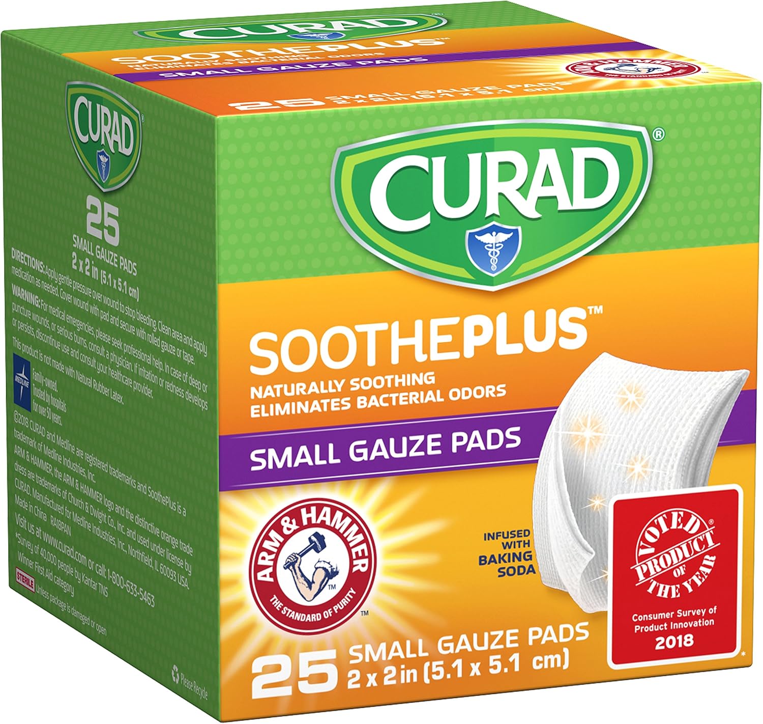 CURAD SOOTHEPLUS Small Gauze Pads, 25 count: Health & Personal Care