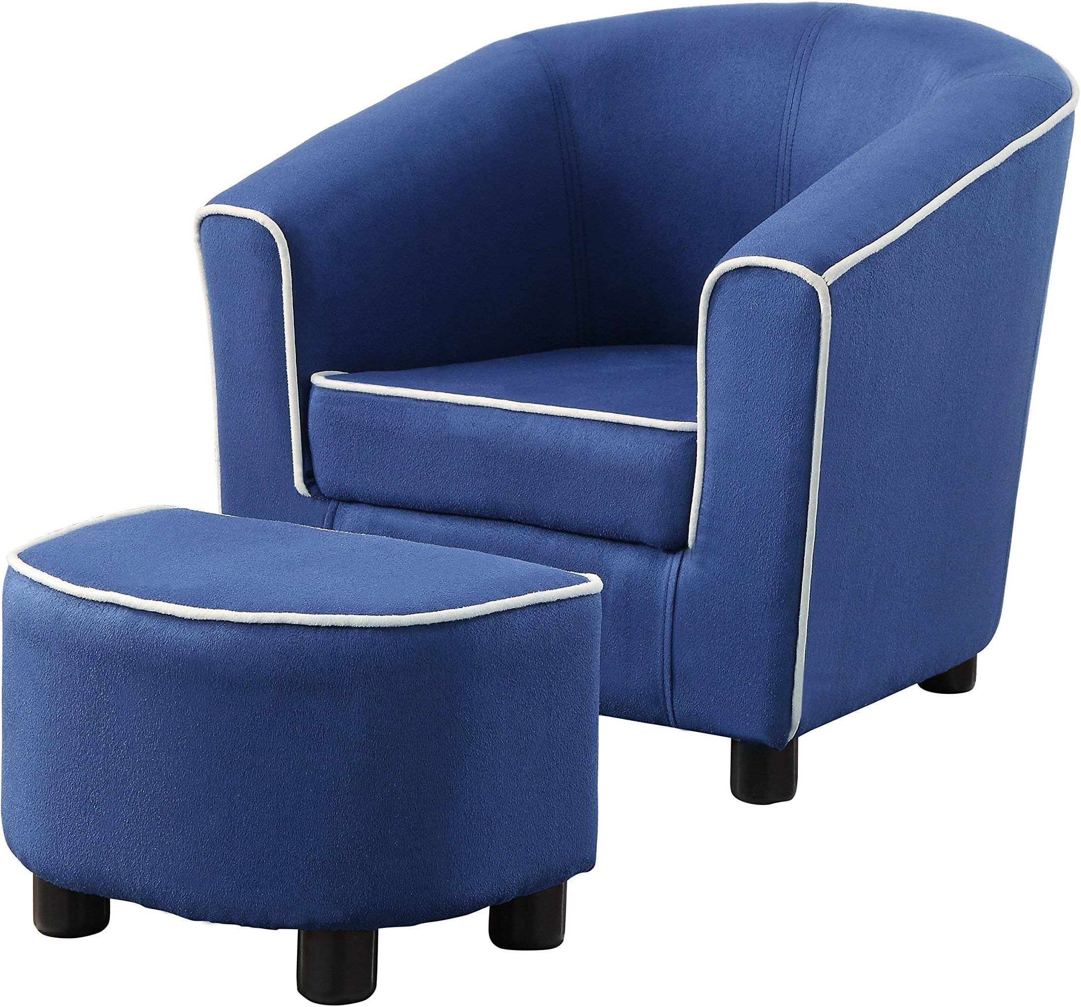 Rosevera Carlo Kids Club Chair and Ottoman Set, Navy Blue