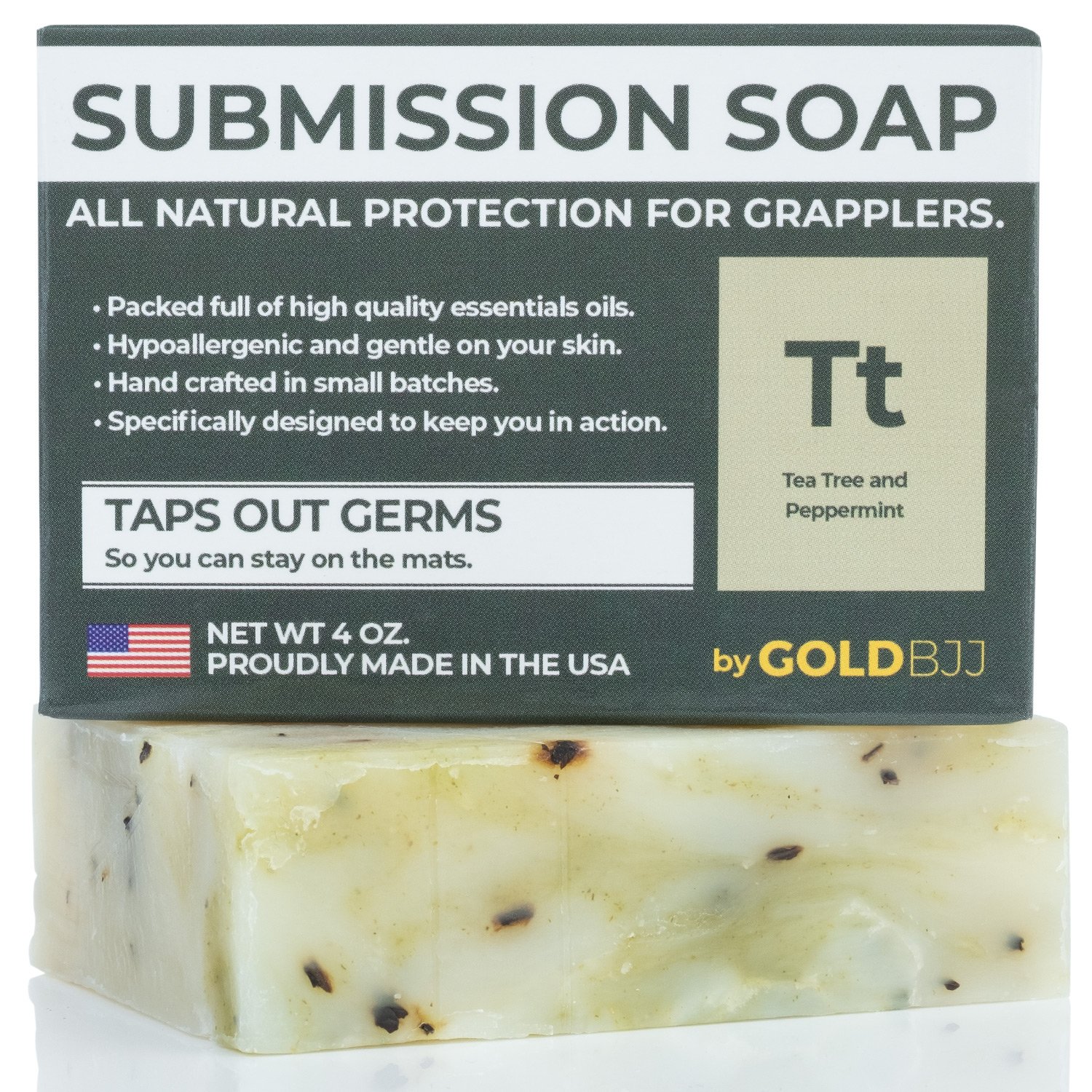 Premium Tea Tree Oil Soap - With Activated Charcoal! 100% All Natural USA Made Bars for BJJ, Jiu Jitsu, Wrestling (2-Pack of 4 Ounce Soap Bars) : Beauty