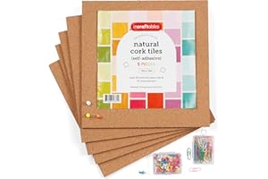 Incraftables Cork Board Tile Squares – 5 Piece 12x12 Self-Adhesive Squares for Bulletin Boards, Wall Corkboards, Vision Board