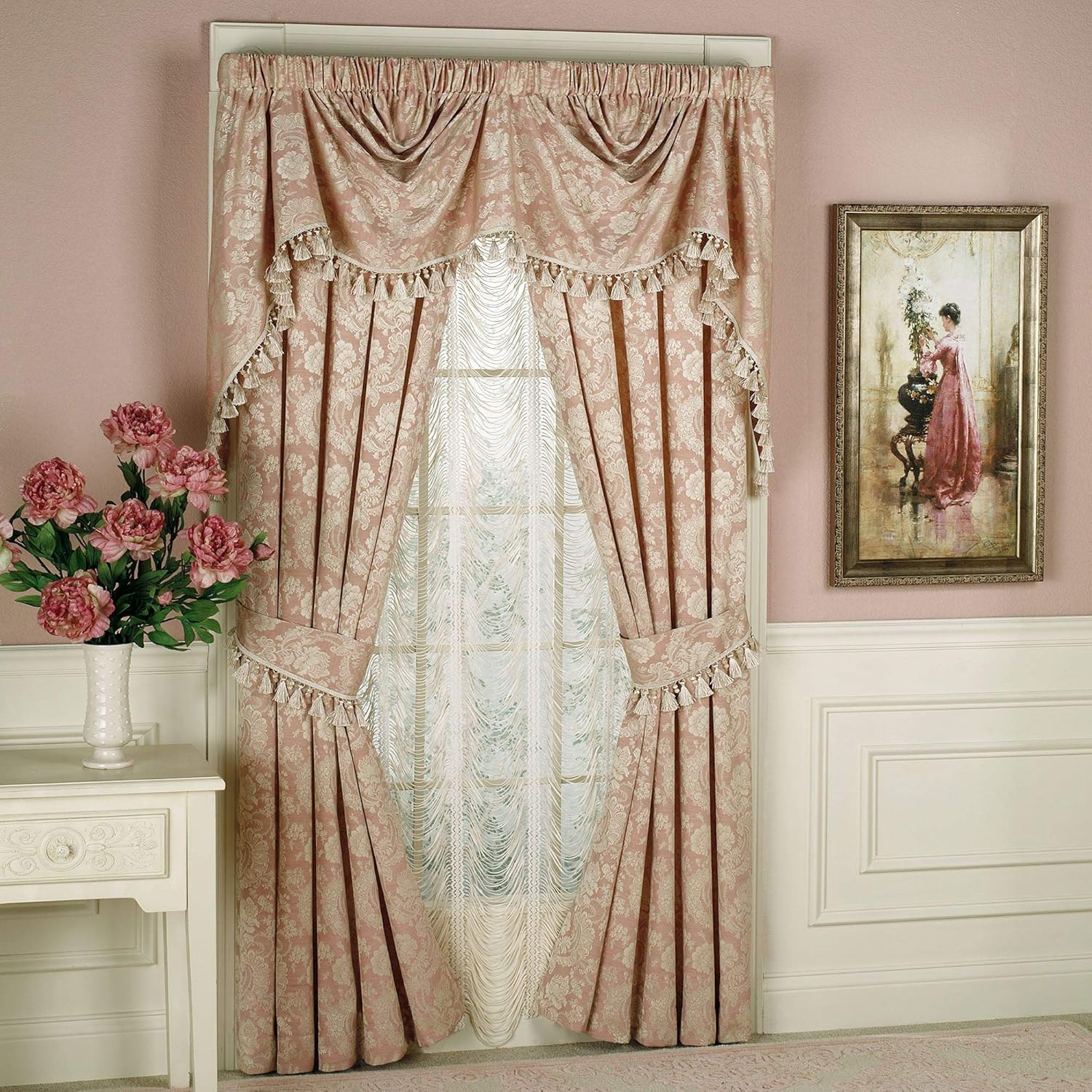 Touch of Class Chantilly Rose Curtain and Valance Window