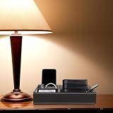 BELLE VOUS Brown Faux Leather 5 Compartment Valet Organiser Tray view 4