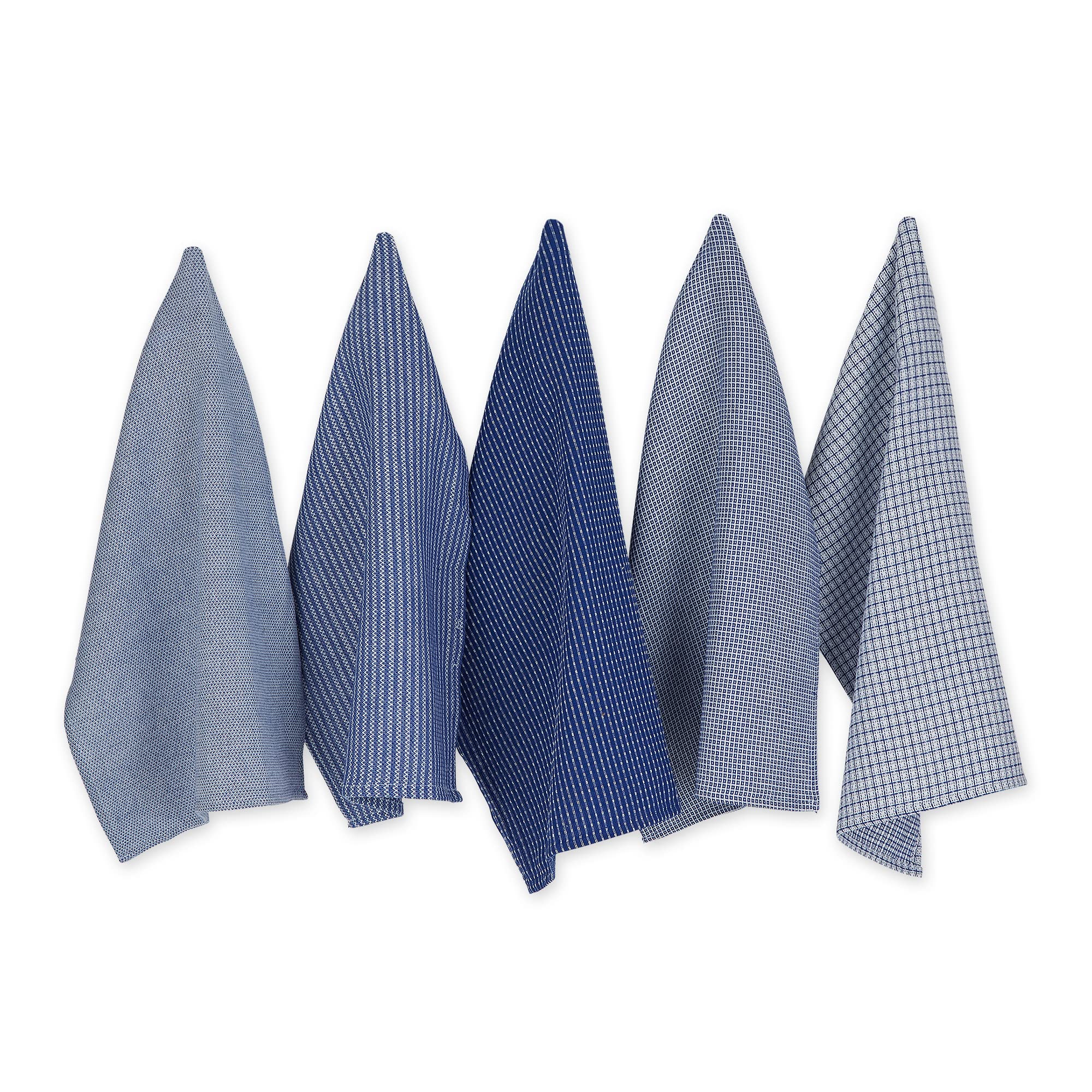 DII Tea Towels 100% Cotton Dry and Clean Everyday Use 12" x 12" Heavy Tea Towel Gift Set with Summer Check Blue