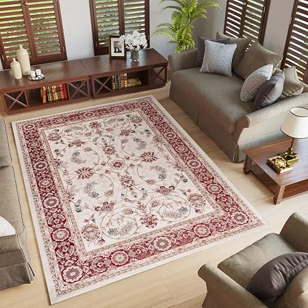 Tapiso Tappeto Salotto Classico Colore Bianco Foglia Disegno Persiano Di Inspirazione Orientale Morbido Facile Da Pulire Prezzo Economico 200