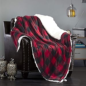 ELLE HOME Plush Sherpa Throw Blanket - Reversible Flannel Fleece, Silky Soft, Soft and Cozy, Blanket for Bed and Couch - Oversized Throw 50
