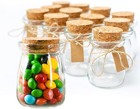 Amazon Com Botellas De Cristal Pequenas Con Tapas De Corcho Contenedores De Velas 12 Unidades 3 4 Oz Mini Tarro De Mason Para Recuerdos De Boda Apothecary Manualidades Con Etiquetas Personalizadas Y Cuerda