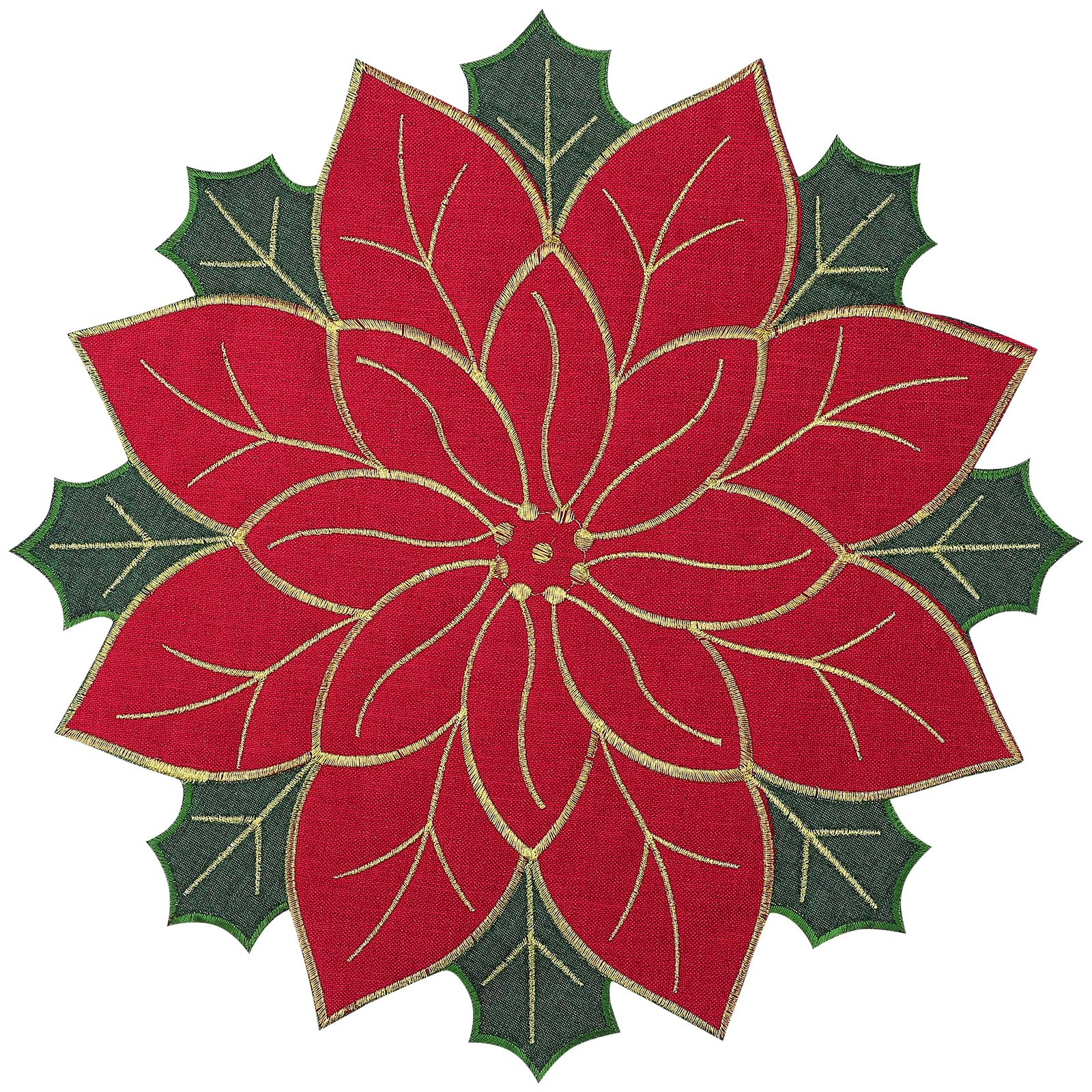 Amosfun Christmas Poinsettia Placemat, 1pc Christmas Flower Table Place Mat Hot Resistant Xmas Table Mats Holiday Poinsettia Flower Placemat Dining Decoration