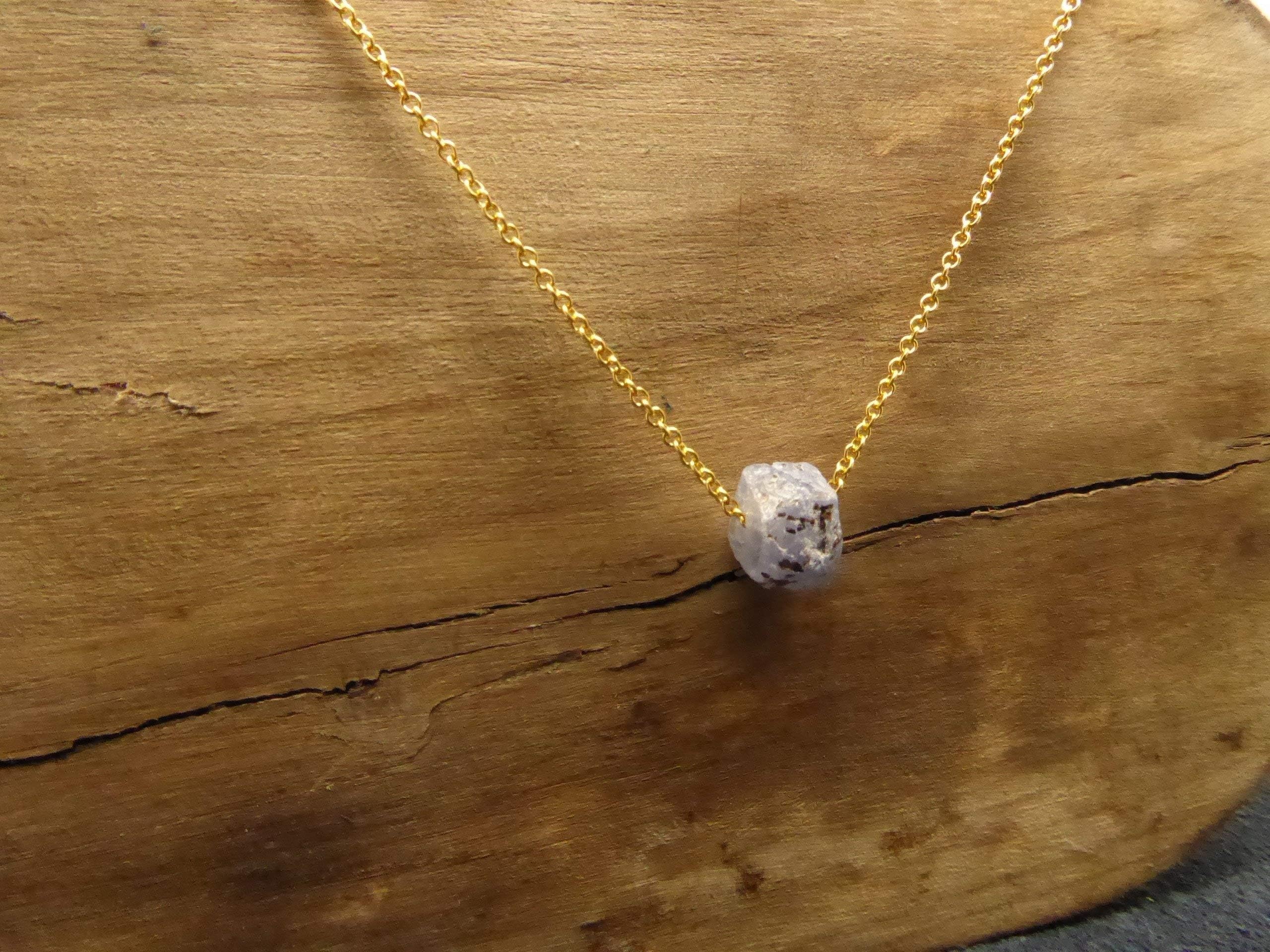 Raw Sapphire Necklace Light Blue Genuine Sapphire September Birthstone Natural Uncut Gemstone
