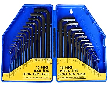 S&R Innensechskantschlüssel Satz HX, 30-tlg. 0,7-10 mm, metrisch und 0,028 bis 3/8, Zoll, in Kunststoffbox