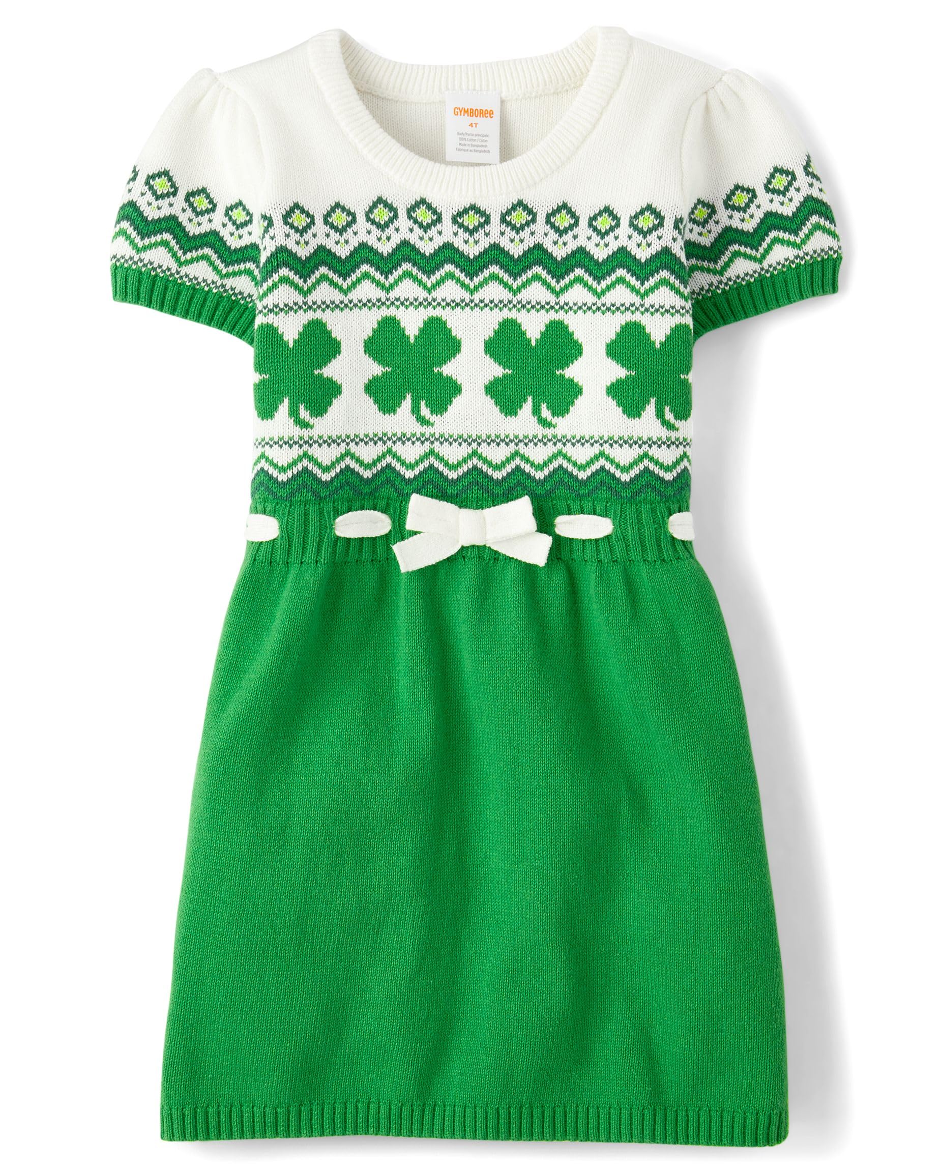 Gymboree,Girls,and Toddler Short Sleeve Sweater Dress,Shamrock,7