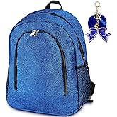 Noveread Large Cheer Backpack with Bow Keychain Cheerleading Glitter Backpack Cheerleaders Gift Cheer Bags for Sport(Blue)