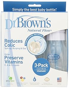 Dr. Brown's BPA Free Polypropylene Natural Flow Standard Neck Bottle, 4 oz - 3-Pack (Discontinued by Manufacturer)