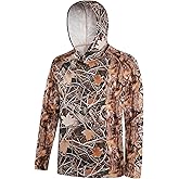 FISHEAL UPF 50+ Men's Hunting Camo Hoodie, Long Sleeve Sun Protection Fishing Shirt, Lightweight Quick Dry Pullover Outdoors