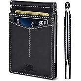 SERMAN BRANDS RFID Blocking Wallet Slim Bifold - Genuine Leather Minimalist Front Pocket Wallets for Men with Money Clip Gift