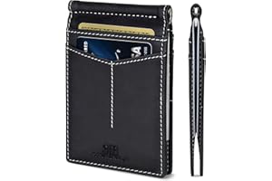 SERMAN BRANDS RFID Blocking Wallet Slim Bifold - Genuine Leather Minimalist Front Pocket Wallets for Men with Money Clip Gift