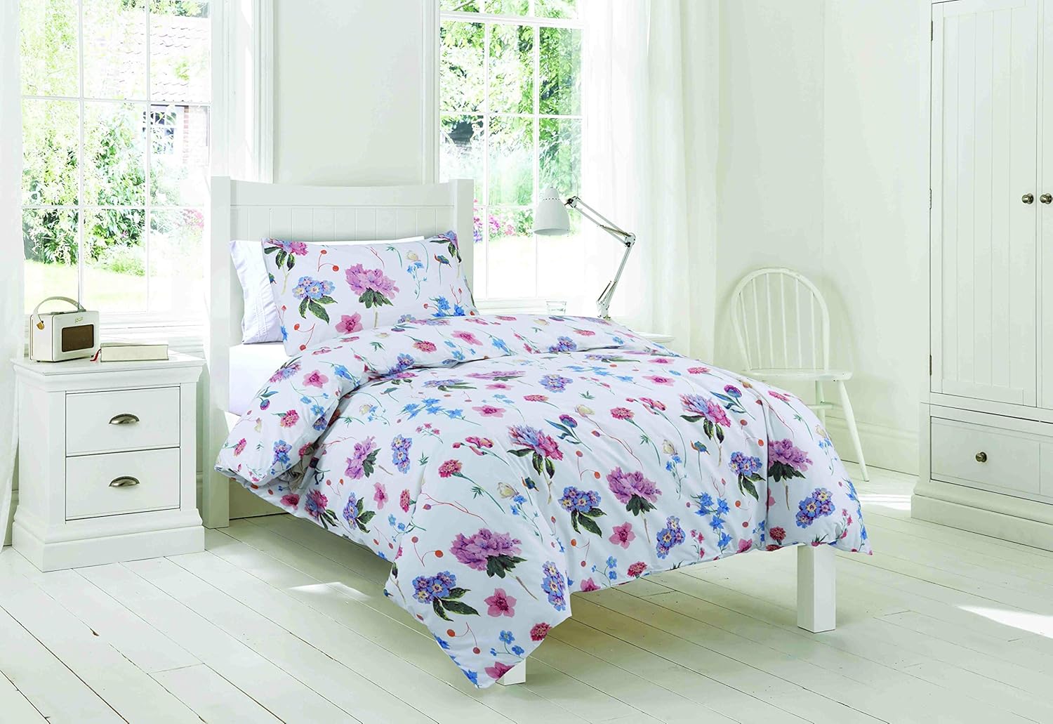 EasyFit® Duvet Cover Set (Lilac Floral, Single), A unique design with