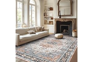 Mcadore 8x10 Area Rugs Washable Boho Rug, Non Slip Carpet for Living Room, Boho Vintage Design Rug, Foldable Soft Low-Pile Rug, Vintage/Multi