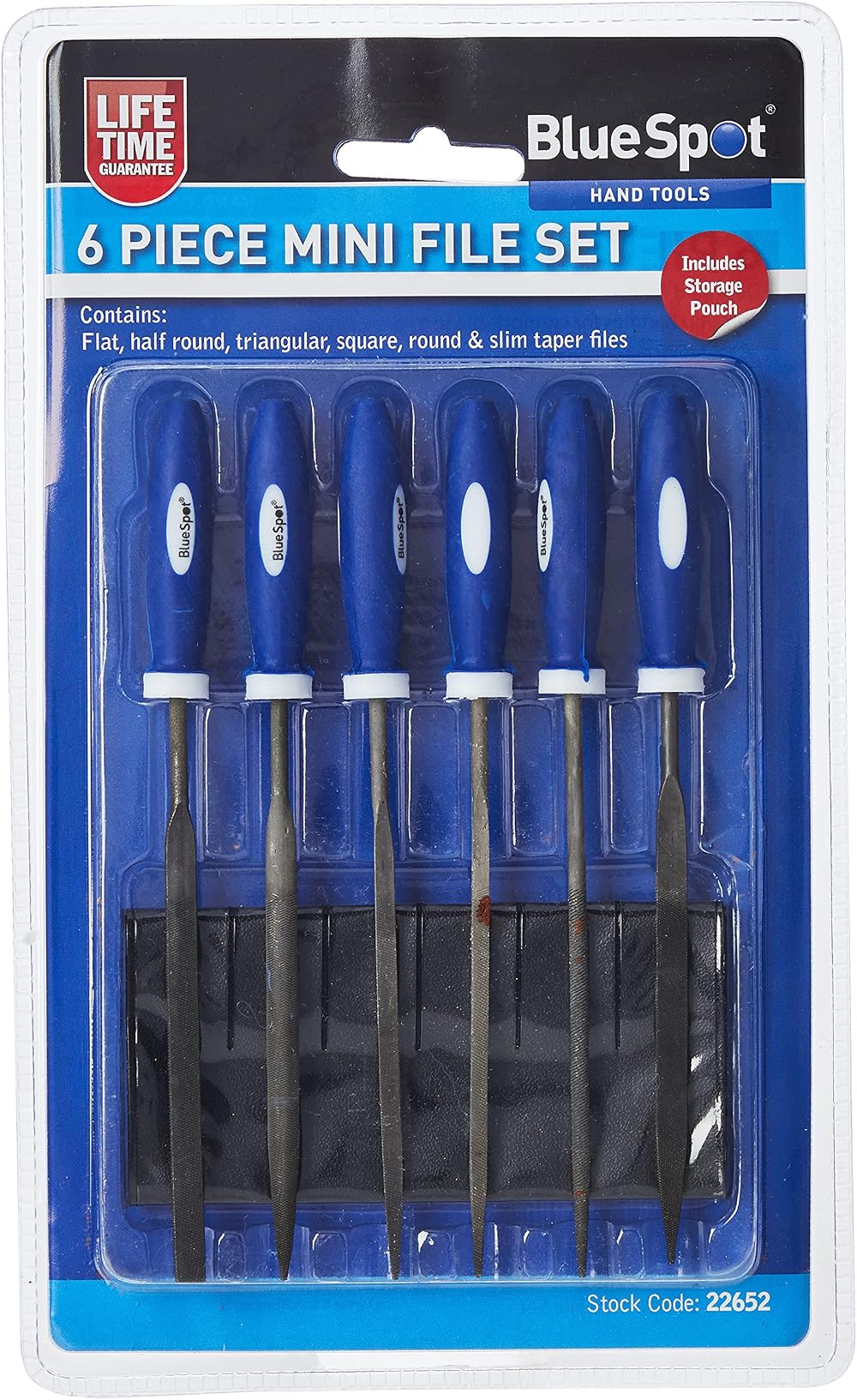 Blue Spot Tools 6pc Mini File Set with Pouch 150mm Soft Grip