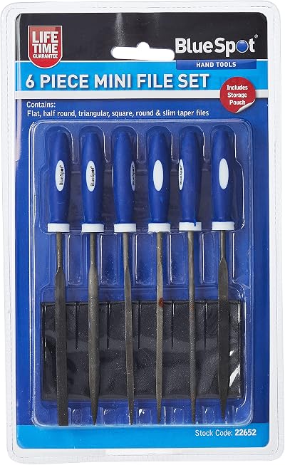 Blue Spot Tools 6pc Mini File Set with Pouch 150mm Soft Grip