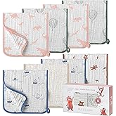LILY O LAUREL Muslin Burp Cloths, 20"x10"- Pack of 8, 6 Layers Super Soft Absorbent & Breathable 100% Cotton for Baby Drool and Messes, Burp Cloth Baby Boy and Burp Cloths Baby Girl