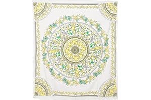ANJANIYA Floral Wall Hanging Boho Tapestry, Mandala Dorm Décor Tapestry for Room, Beach, Wall, Psychedelic Hippie Wall Hanging Décor and Beach Coverlet Curtain (Yellow Green, 54"X60")