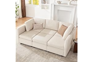 Weture Modular Sectional Sleeper Sofa, Sectional Couch Reversible Sectional Sleeper Sofa Bed, 6 Seat Modular Couch with Storage for Living room, Sectional Sofa with Chaise, Beige