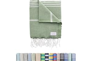 Cape Comforts Large Turkish Beach Towel, Classic Sage - Super Soft & Lightweight Quick Dry Absorbent Towels for Beach, Picnic Blanket or Bath Towel - Sand Free Organic Turkish Cotton Yarn