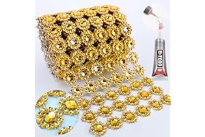 Yhsheen Bling Ribbon, 4In X 3Yards Rhinestone Mesh Fabric Roll for Crafts, Mum Wrap Trim