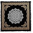 Indian Consigners Altar Cloth Flower of Life Witchcraft Alter Tarot Spread Top Cloth Wiccan Square Spiritual 18 by 18 Sacred Cloth (Flower of Life Gold Silver)