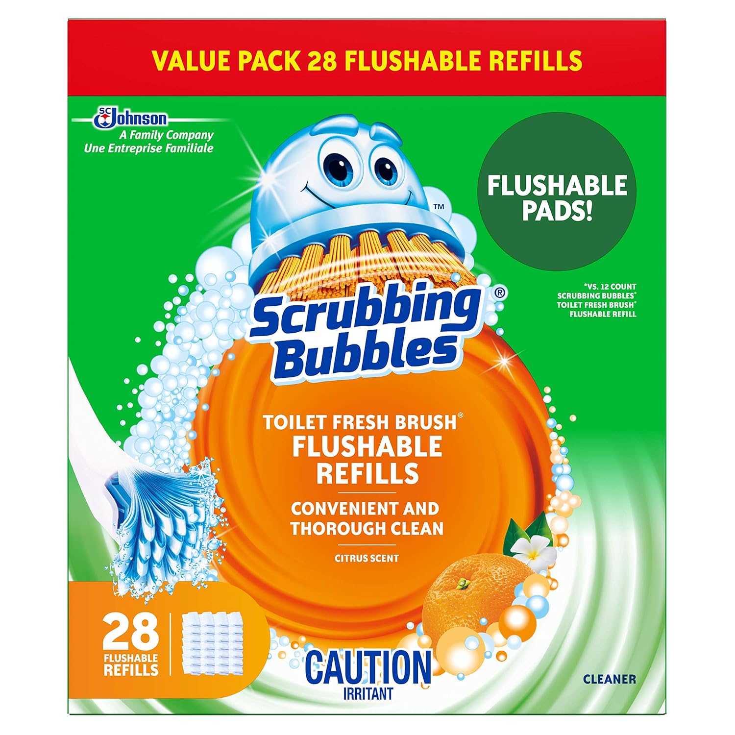 Scrubbing Bubbles Fresh Brush Toilet Cleaning System, Flushable Refills