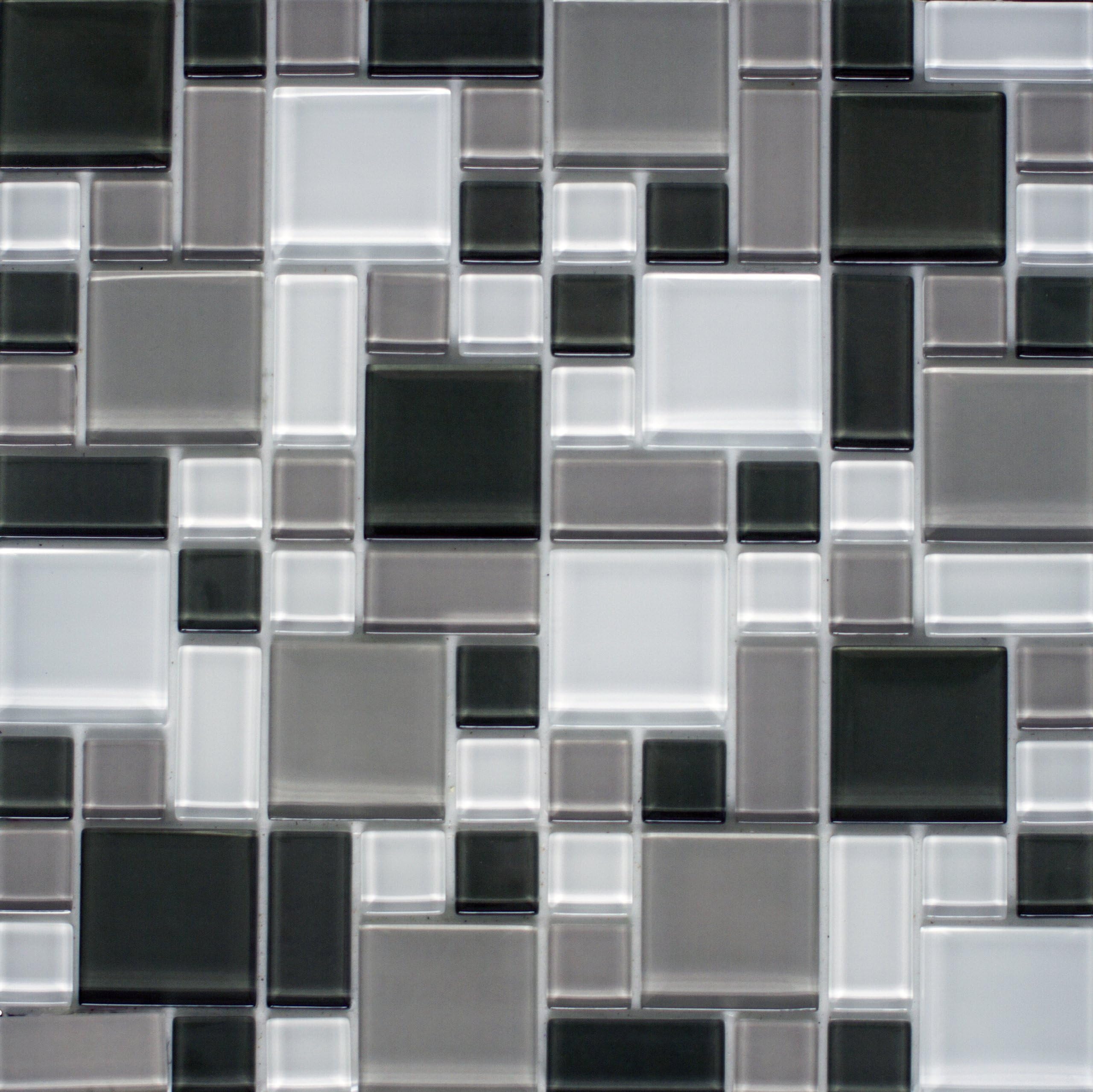Instant Mosaic Peel'N'Stick Glass Mosaic Wall Tile, 12" x 12"