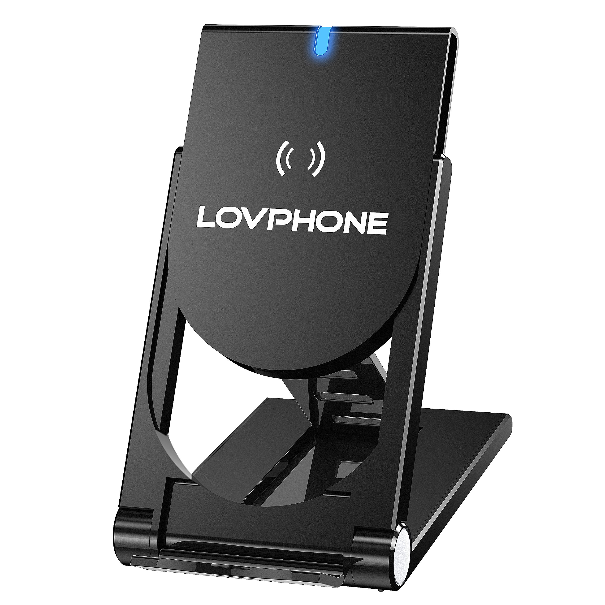 Wireless Charger-LOVPHONE QI Wireless Charging Stand Pad Quick Charge for Samsung Galaxy S7, S7 Edge, Galaxy S6, ,S6 Edge ,S6 Edge Plus,Note 5, (AC Adapter Not Included) (Black)