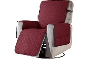 subrtex Recliner Chair Cover for Small Reclining Chair Slipcover Seat Width to 25 Inch Reversible Washable Protector with Elastic Adjustable Straps for Kids Pets (Small Recliner, Wine)