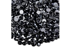 Genie Crystal ss20 1440 Pcs Jet Hematite Flatback Rhinestones,5mm Bling Black Glass Rhinestones Glue Fix Stone for Tumbler, Shoes,Clothes,Makeup,Nail Art,DIY Crafts