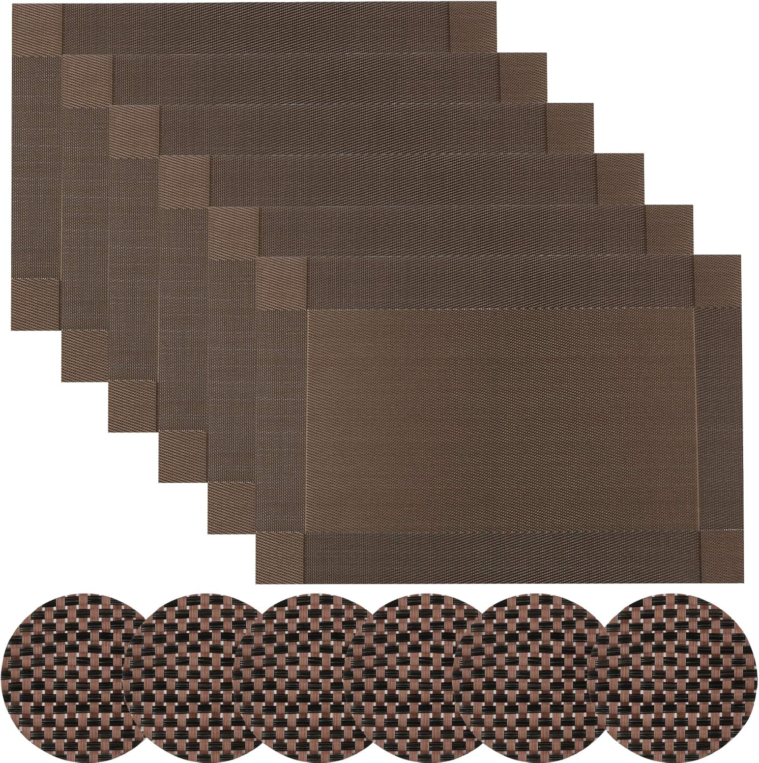 Famibay Placemats and Coasters Sets Heat Resistant Washable Vinyl Table