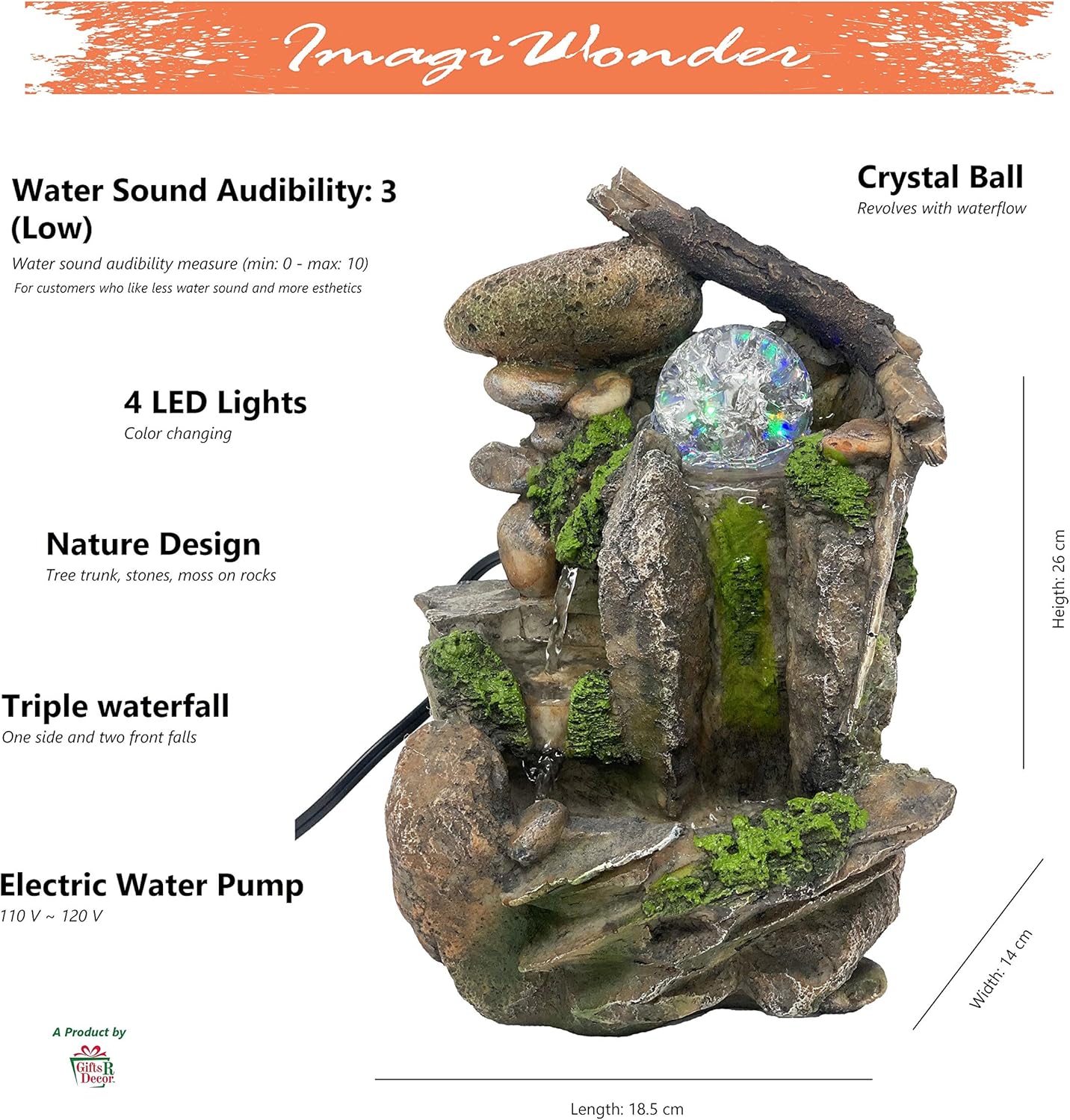 GiftsRDecor Tabletop Fountain Indoor Fountain Waterfall Nature's Garden: Home & Kitchen