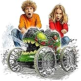 BEZGAR Monster Truck Toys - Dinosaur Toys with Light, Remote Control Car for Water & Land with Water Gun, Remote Control Monster Truck with 360° Spins and Drifting, Remote Control Car for Boys 4-7
