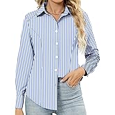 Rapbin Button Down Shirts for Women Long Sleeve Wrinkle Free Dress Shirts Casual Collared Blouses Business Work Tops