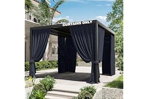 Kimunuk Gazebo Universal Replacement Privacy Curtain,10'×10' Gazebo Outdoor Waterproof Curtains, 4-Panels Sidewall Curtains with Double Zipper for Patio Canopy, Garden and Backyard (Curtain Only)