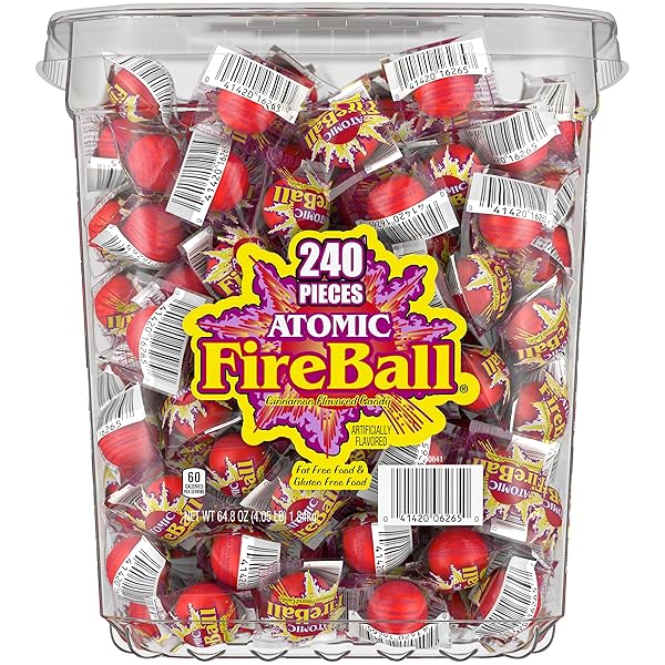 WONKA ATOMIC FIREBALL, CANDY, CINNAMON FLAVOR, INDIVIDUALLY WRAPPED, 64.8OZ (240 CT)