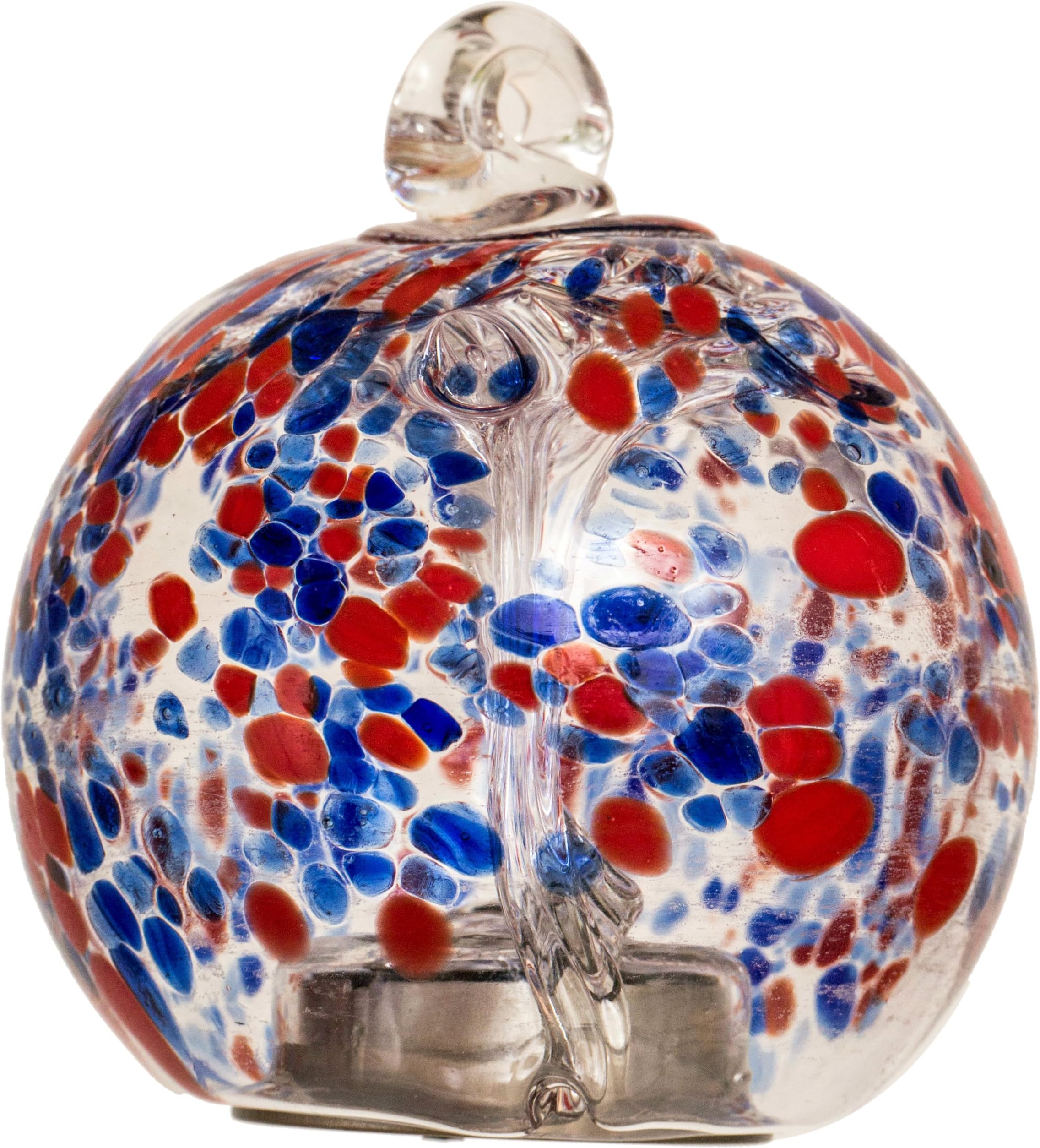 Allsop Home and Garden Solar Drop, 4" Handblown Glass with Solar Panel and LED Light, Weather-Resistant for Outdoor Deck, Patio, Garden, Blue/Red, 1-Count