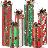 Suzile 6 Pcs Christmas Table Centerpieces Decoration Farmhouse Wood Presents Decor 3 Sizes Rustic Christmas Decor Xmas Faux Presents Wooden Blocks for Tree Shelf Indoor Outdoor Holiday Party Gift
