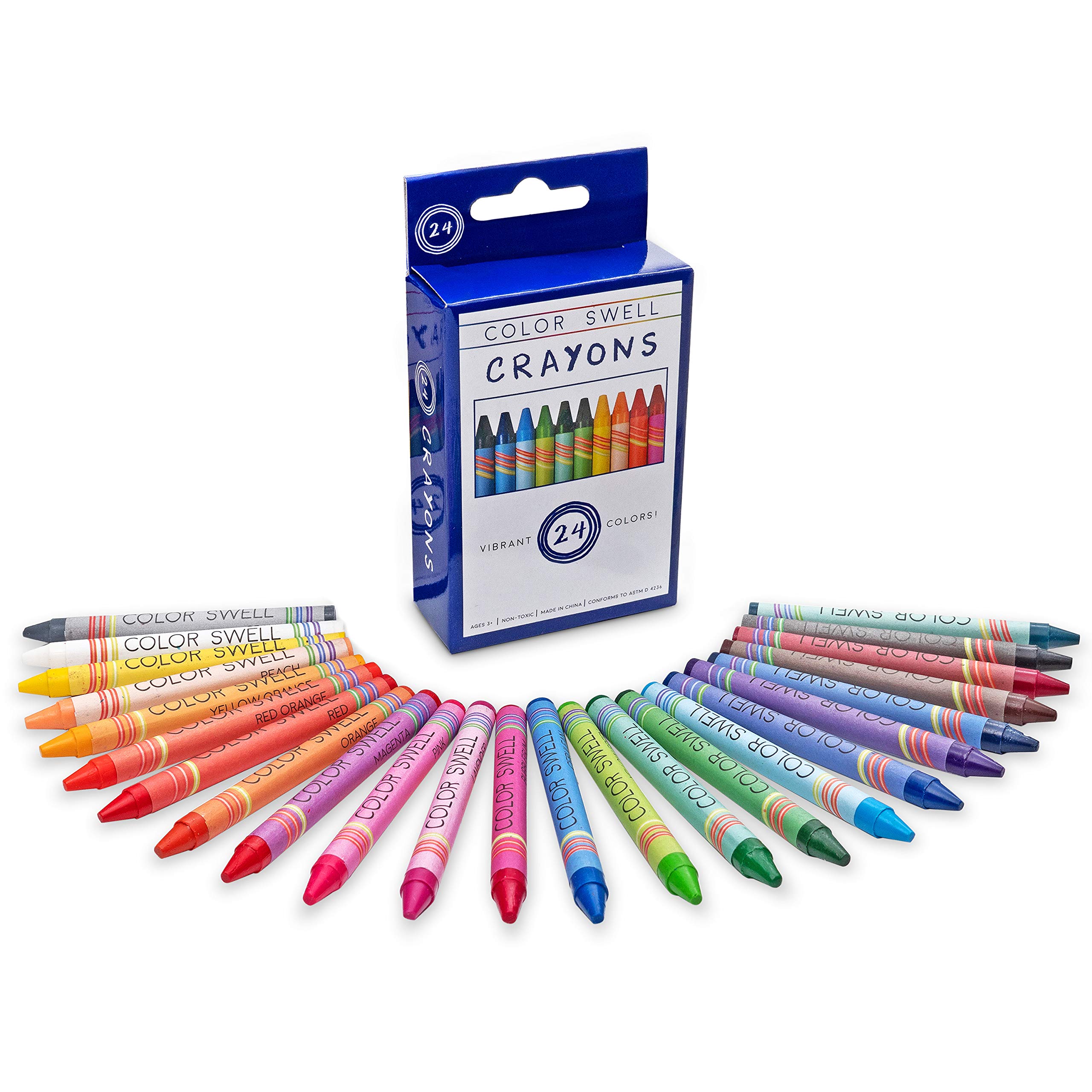 Photo 1 of Color Swell 24-Pack Crayons – Non-Toxic, Ideal for Kids, Students, Adults, and Classroom Activities
