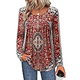 Zeagoo Long Sleeve Shirts for Women Fall Fashion Dressy Casual Blouses Trendy Pleated Tunic Tops for Leggings 2025