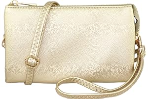 B BRENTANO Vegan Leather Multi-Pocket Crossbody Purse/Clutch with Card Slots, Removable Wristlet & Adjustable Shoulder Strap