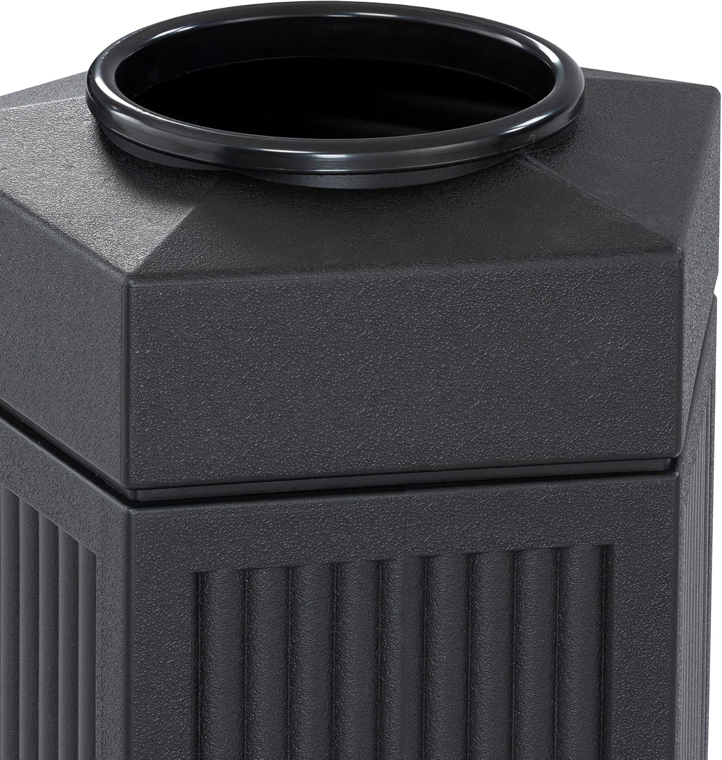 Safco Products Canmeleon Outdoor/Indoor Open Top Pentagon Trash Can , Black, Five Fluted Panels, 30-Gallon Capacity: Office Products