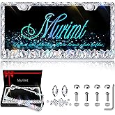 Murimt Bling License Plate Frame for Women,2 Pack Stainless Steel Rhinestone License Plate Frames | Holder Handmade Glitter Crystal Diamond Lincense Plate Cover for Girl Bedazzled Sparkly (White)…